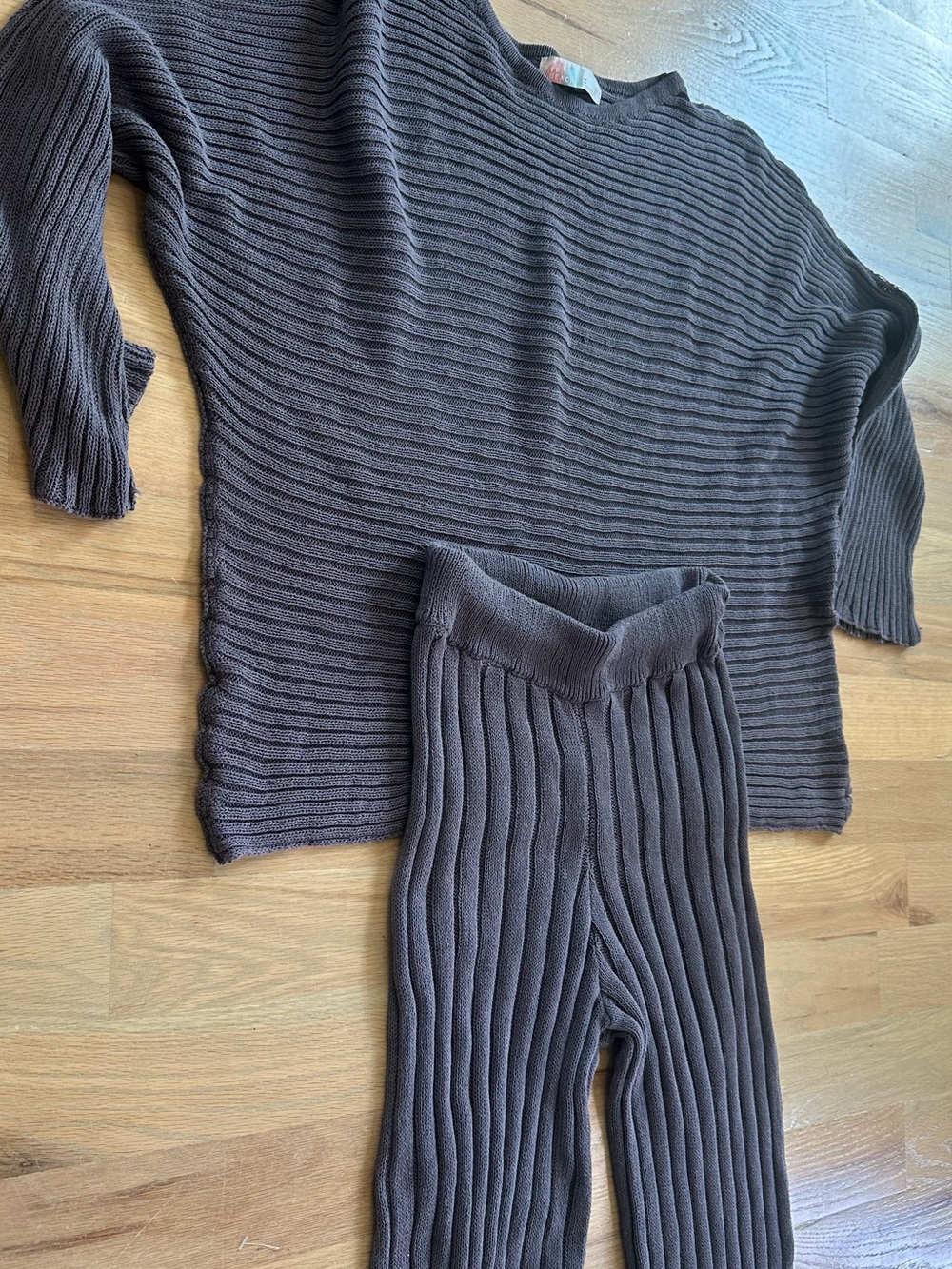 Free People Swim Ribbed Knit Two-Piece Set in Charcoal Gray - Picture 3 of 3
